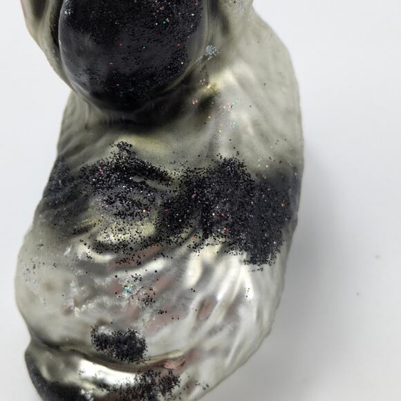 Shih Tzu Dog Handblown Glass Ornament Christmas Tree Black Silver Poland Glitter - Picture 11 of 11